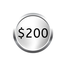 Load image into Gallery viewer, Graphic of a silver coin with "$200" on it, representing the monthly silver subscription payment.