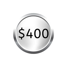 Load image into Gallery viewer, Graphic of a silver coin with "$400" text, representing the Silver Subscription monthly commitment.