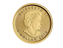 Load image into Gallery viewer, 2015 Canadian Gold Maple Leaf coin, Queen Elizabeth II profile, 1 Dollar, .05 oz 99.99% pure gold