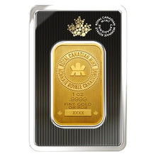 Load image into Gallery viewer, Royal Canadian Mint 1 oz 99.99% pure gold bar in tamper-proof assay, secure investment from Canada
