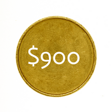 Load image into Gallery viewer, Gold coin with "$900" overlay, representing a monthly gold subscription for a Canadian Gold Maple Leaf Coin.