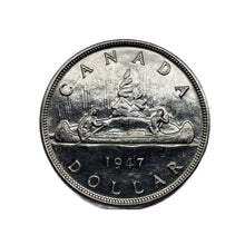 Load image into Gallery viewer, 1947 Pointed 7 Dot Canada Silver $1 Dollar, AU Condition Cleaning. D-312
