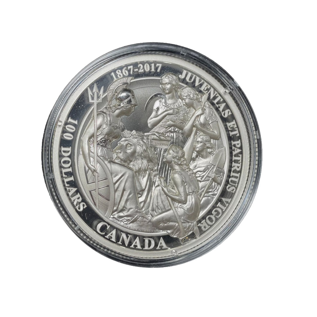 2017 $100 Fine Silver 10oz Canada 150, 1867 Confederation Medal. X-038